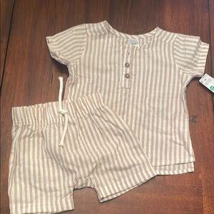 Carter's Tan and White Striped Kids Matching Set